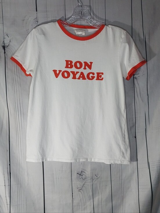 Sezane Tops - Sezane Bon Voyage Ringer Retro Vintage Inspired Baby T-Shirt